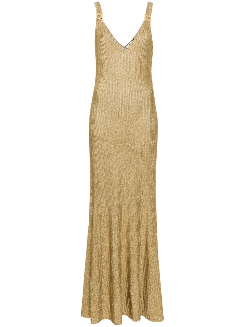 Ribbed metallic gold dress