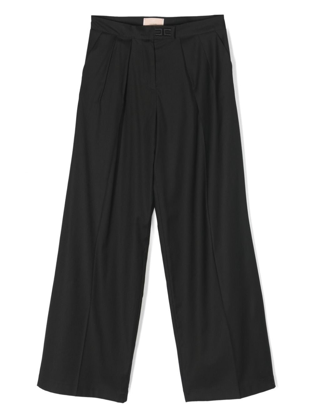 Black pleated wool trousers