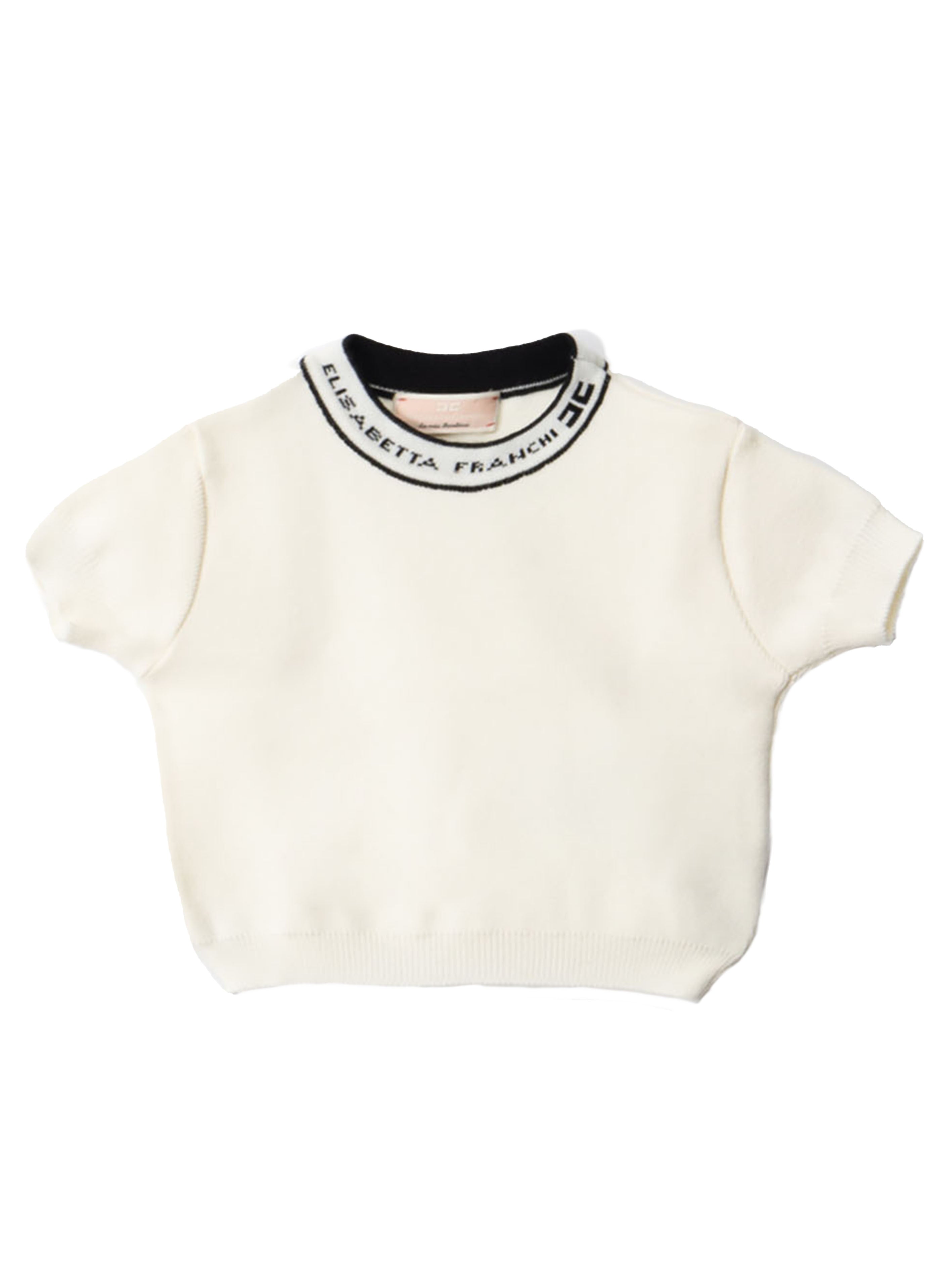 Knitted T-shirt with butter logo collar