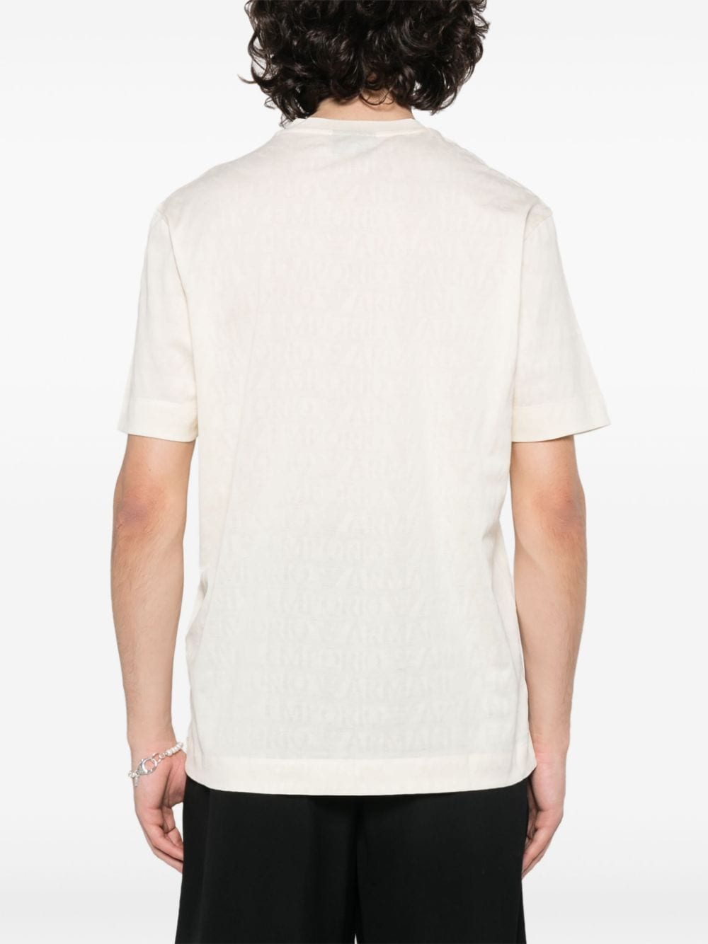 Cream T-shirt with all-over logo