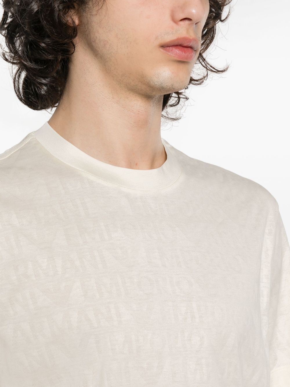 Cream T-shirt with all-over logo