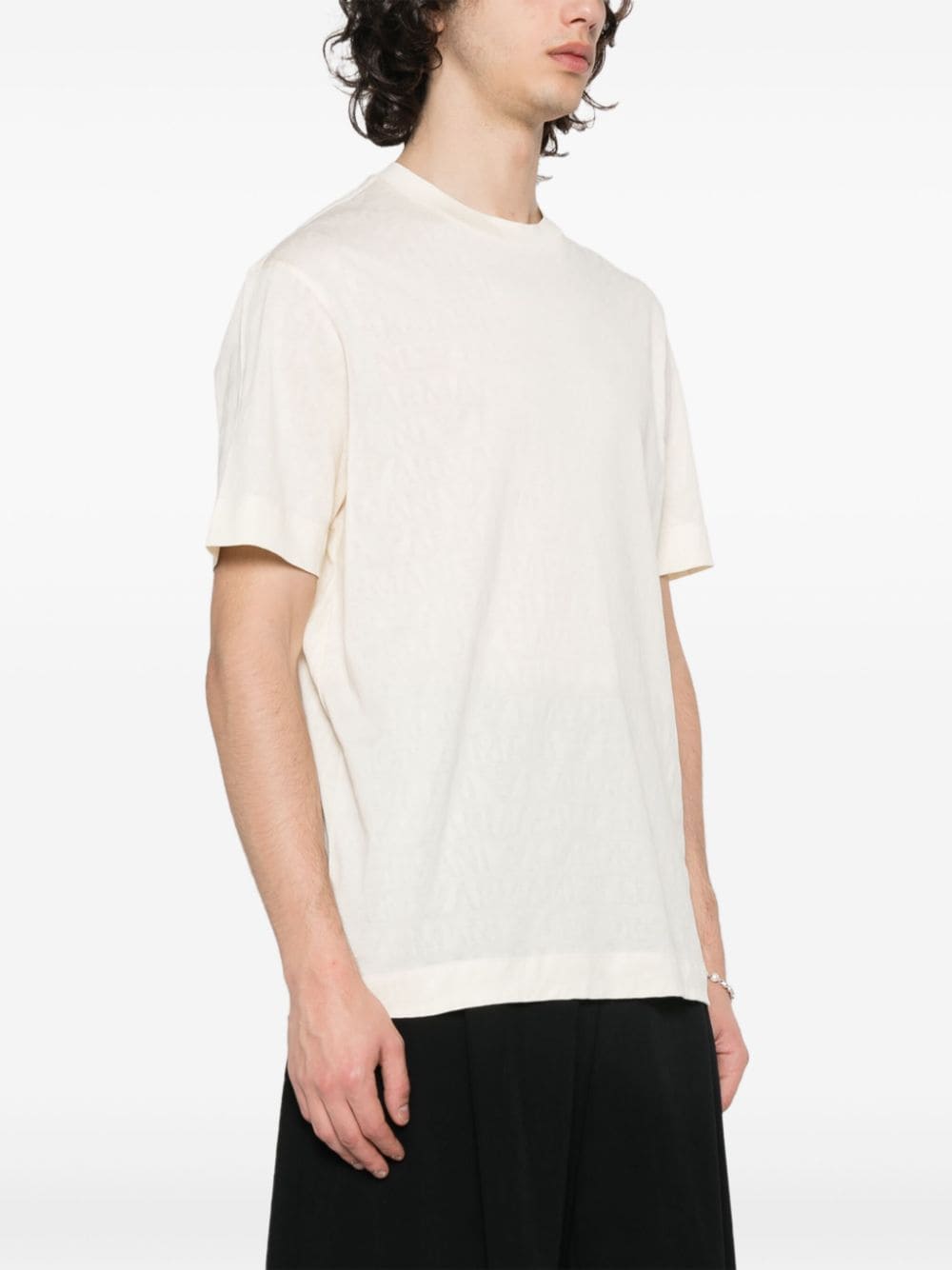 Cream T-shirt with all-over logo