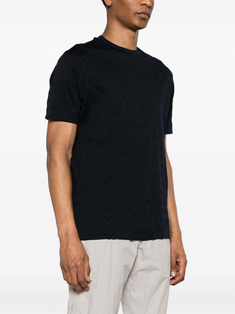 Blue T-shirt with all-over logo