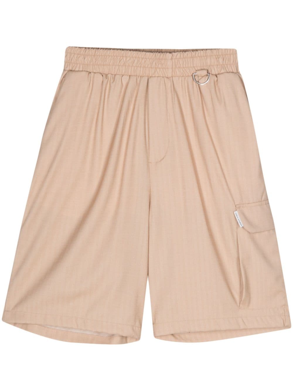 Bermuda cargo  beige a righe misto lana