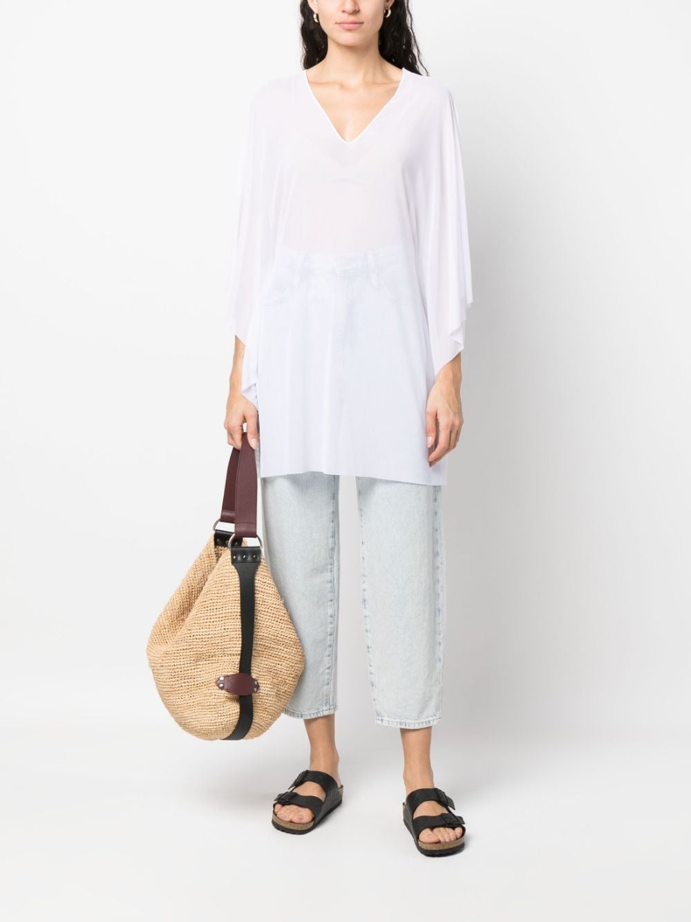 Semi-transparent white beach kaftan