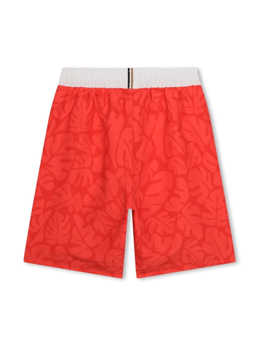 Red leaf print boxer swimsuit