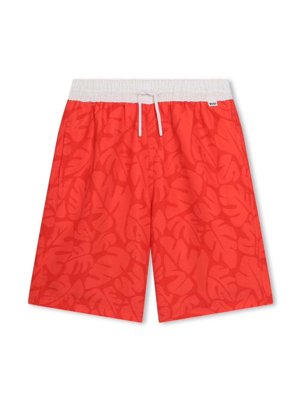 Red leaf print boxer swimsuit