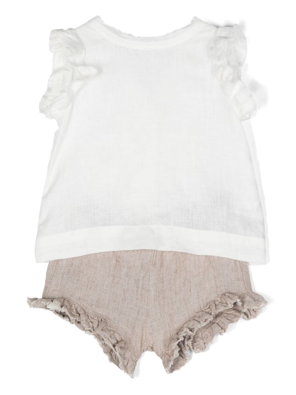 Baby girl linen ruffled t-shirt/short set