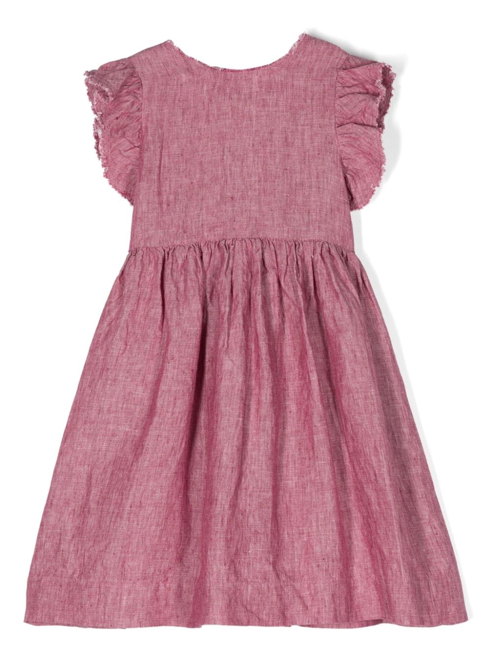 Pink ruffled linen dress