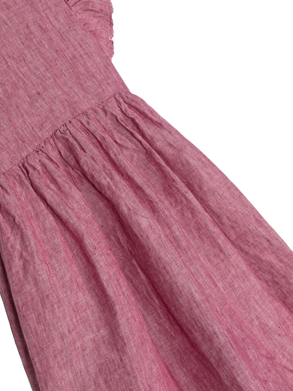 Pink ruffled linen dress