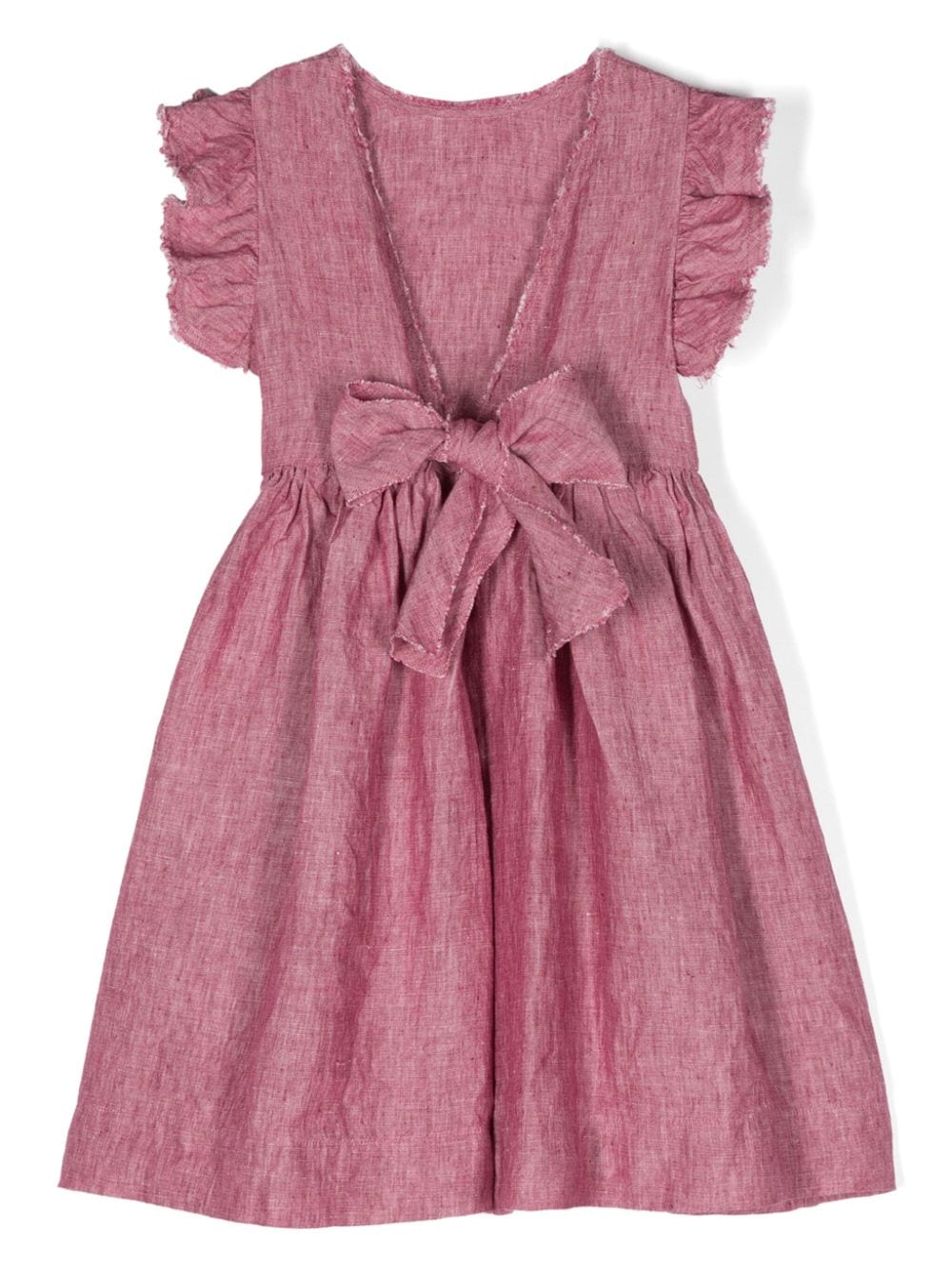 Pink ruffled linen dress