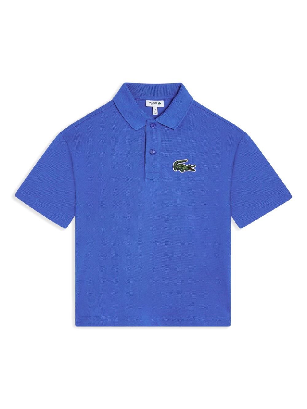 Blue polo shirt with big logo embroidery