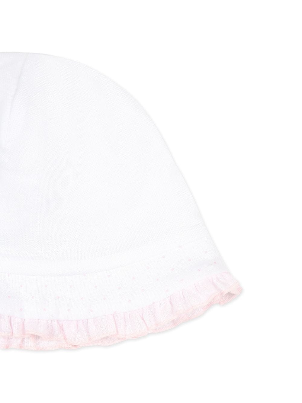 Cappello bianco orlo ruches