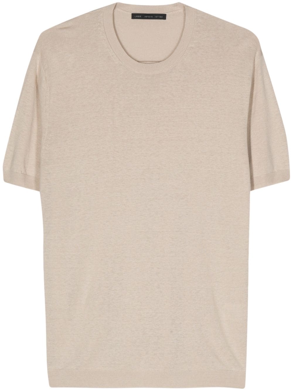 T-shirt in maglia  beige seta/lino