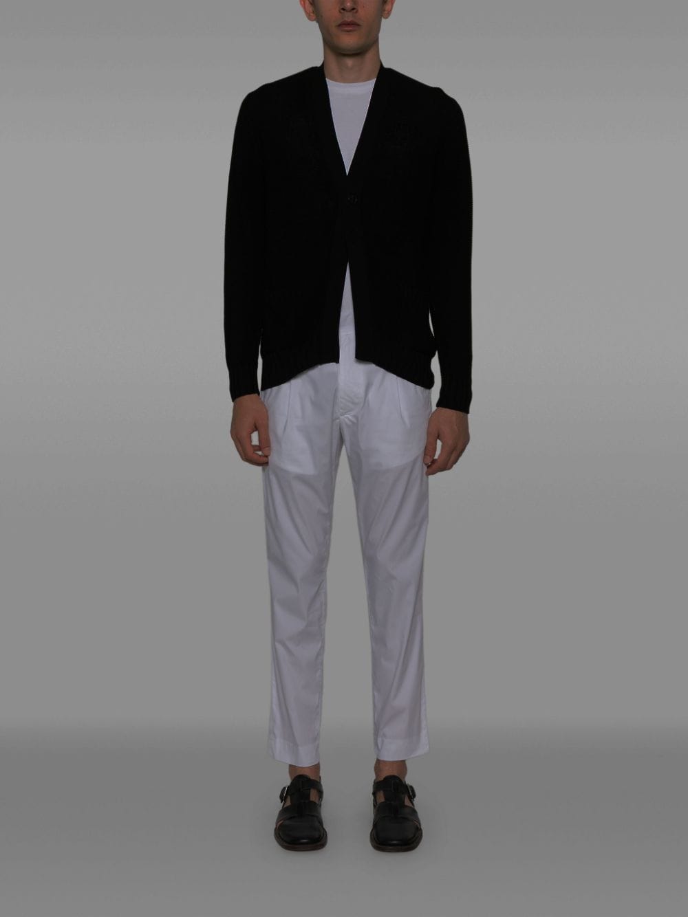 Tapered white trousers