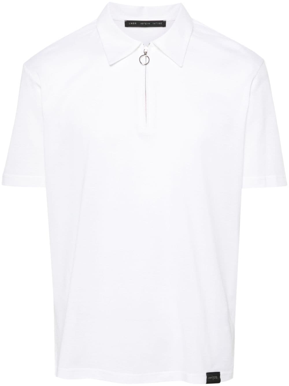 White polo shirt with half front zip