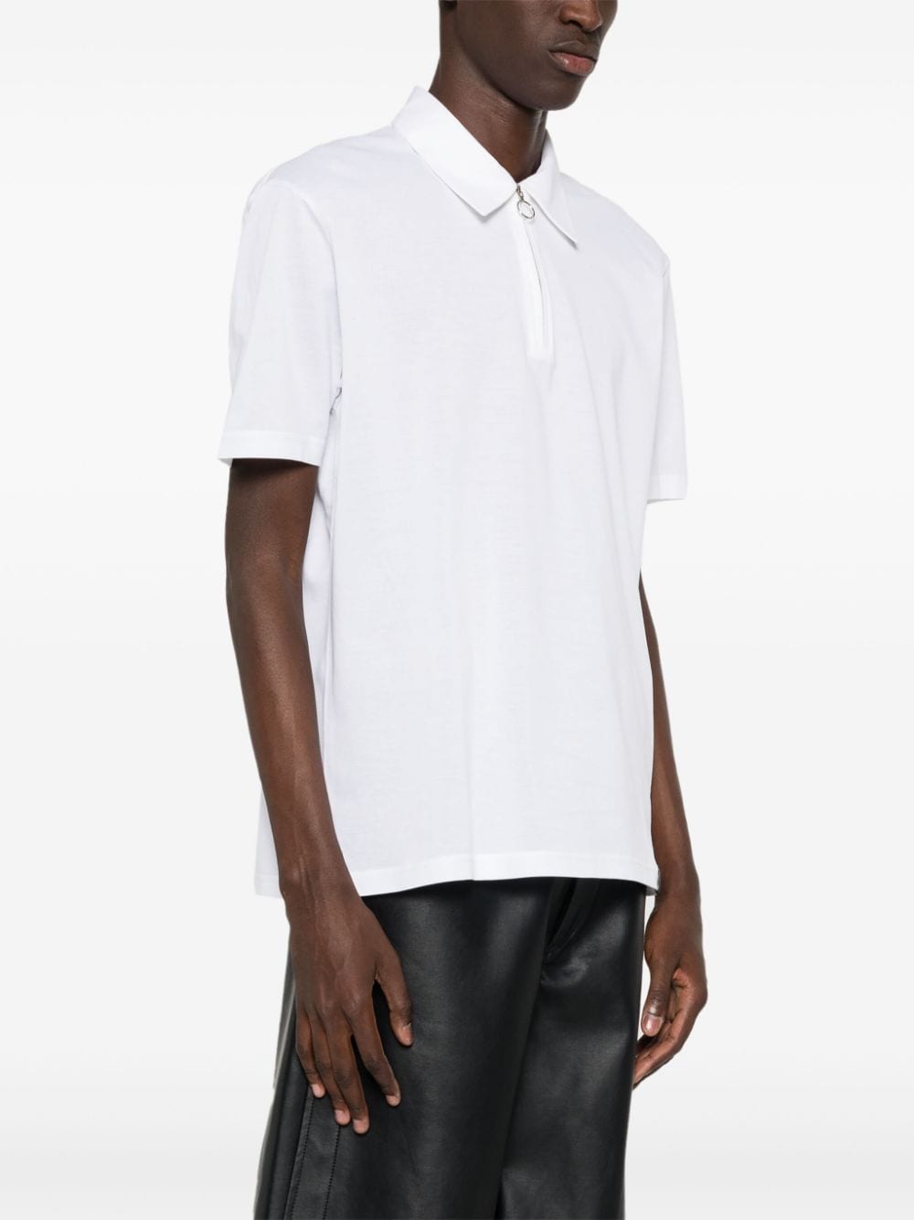 White polo shirt with half front zip