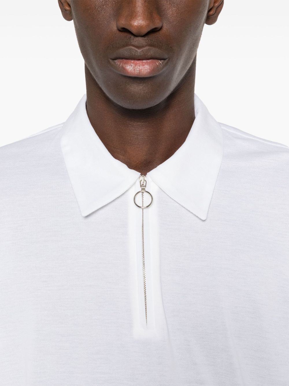 White polo shirt with half front zip