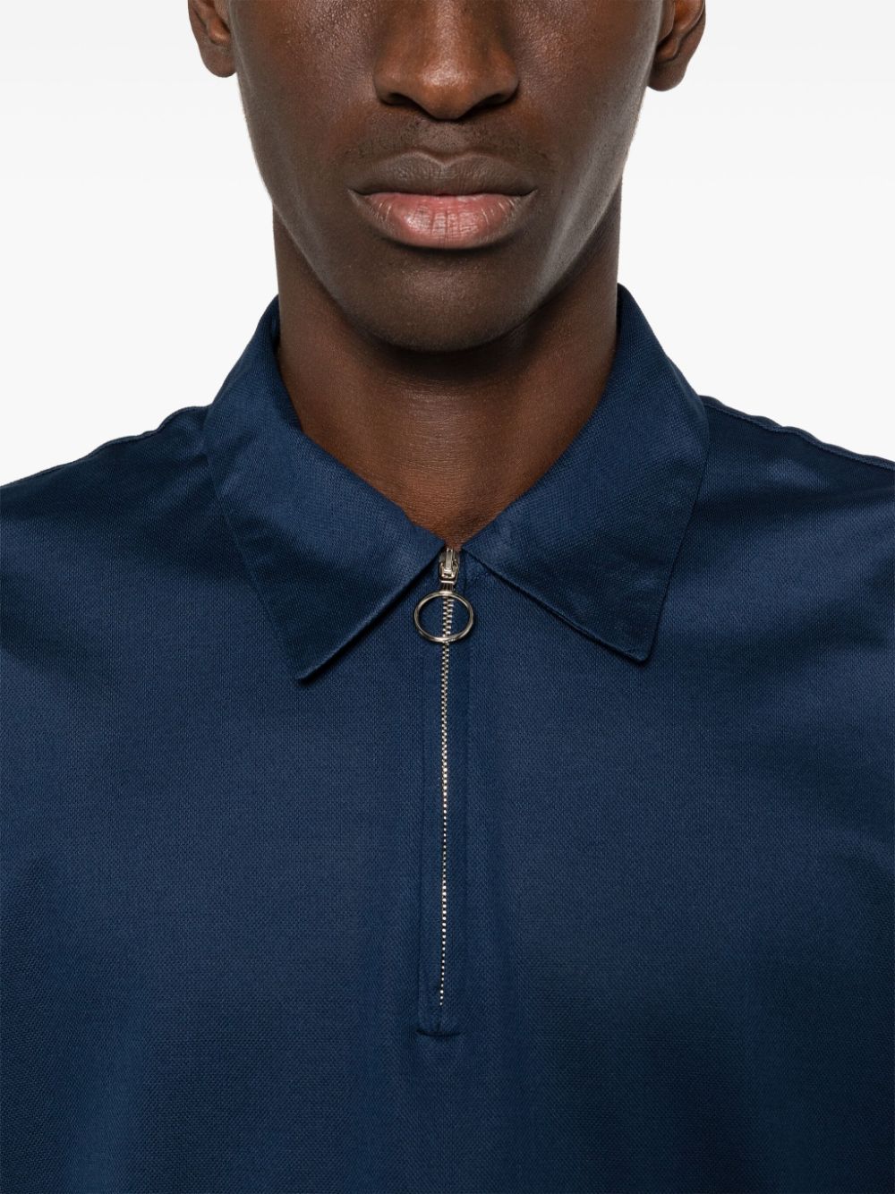 Blue polo with zip