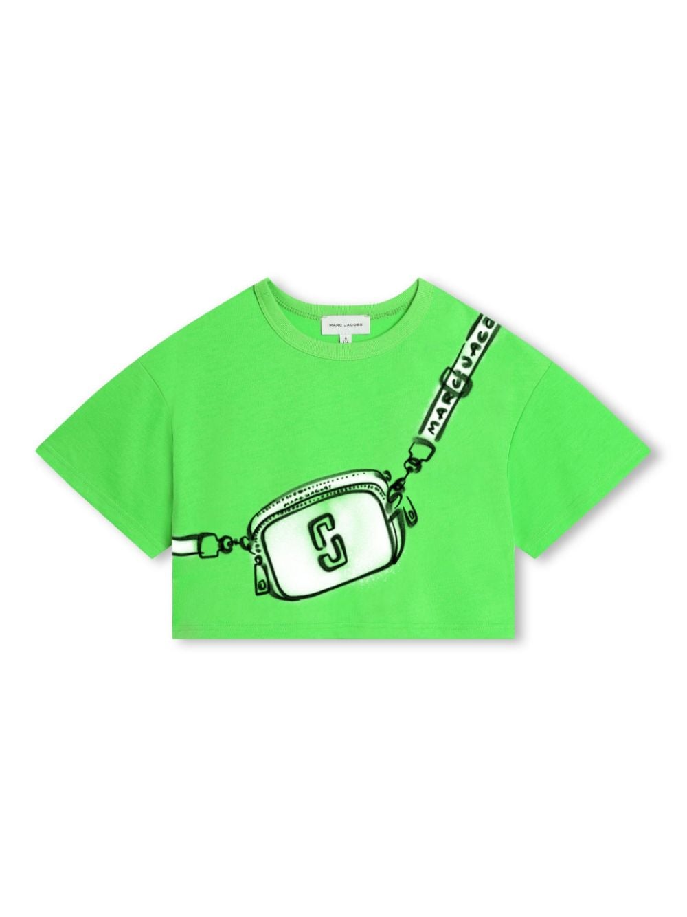 T-shirt crop verde fluo stampa bag