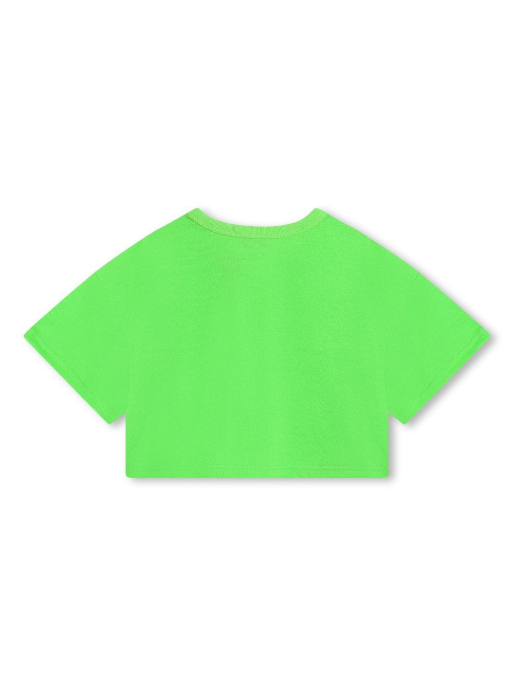 T-shirt crop verde fluo stampa bag