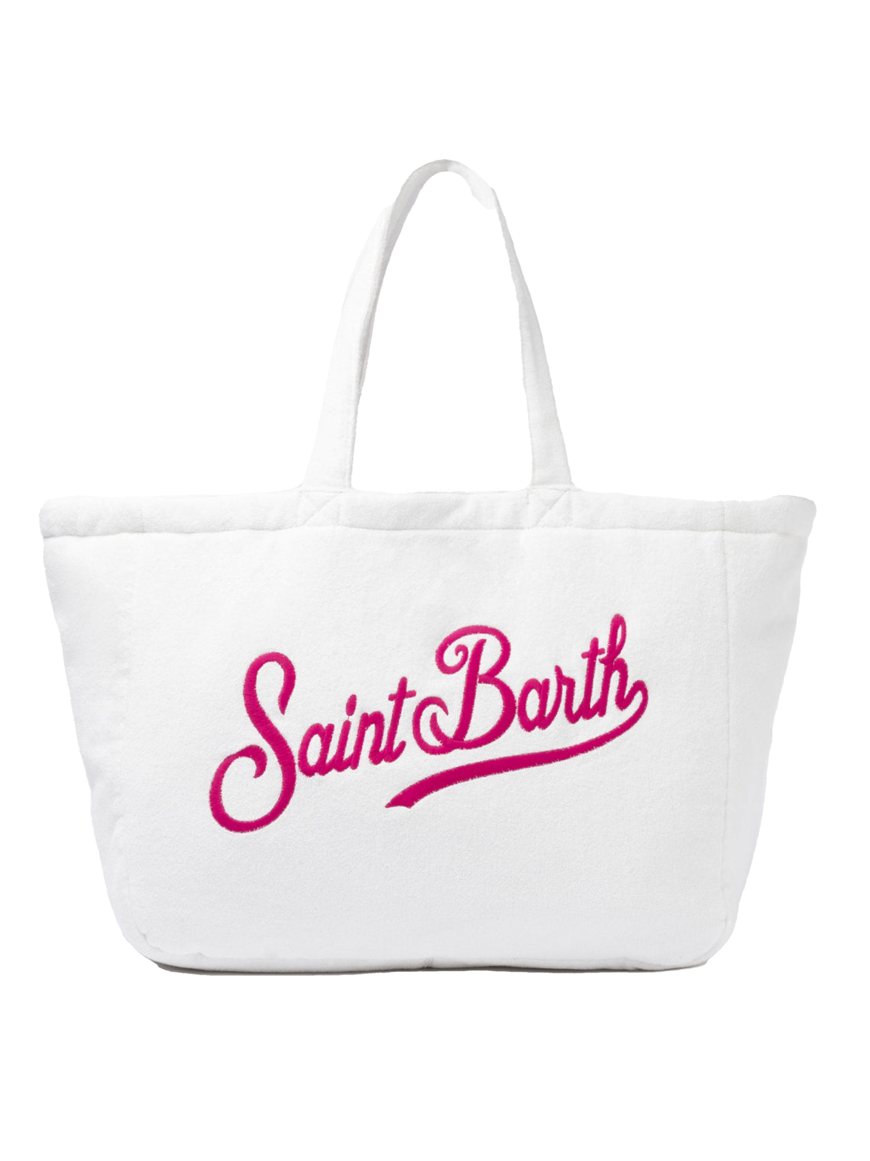 Borsa Beach Tote Double in spugna e cotone bianca