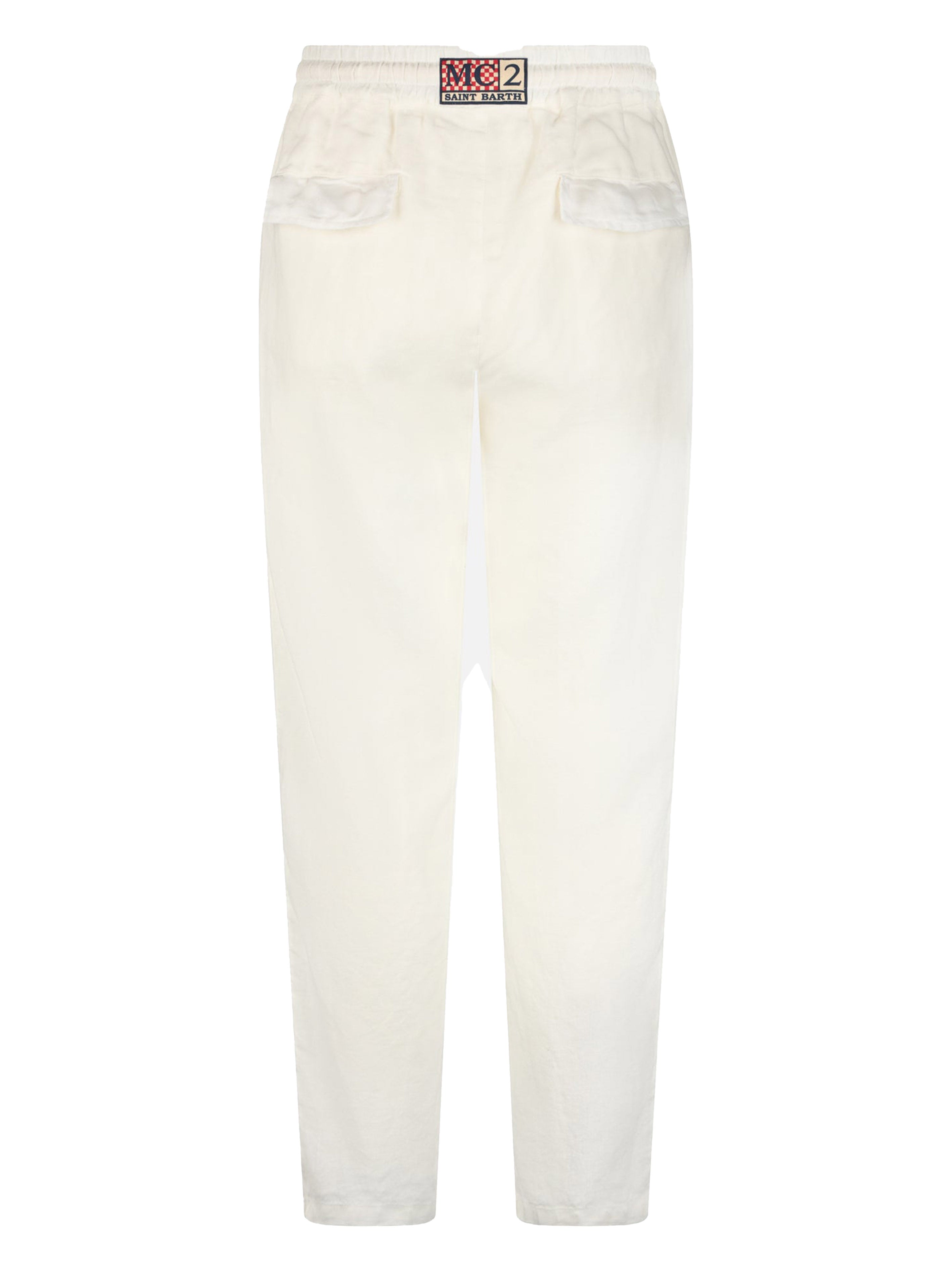 Calais white linen trousers