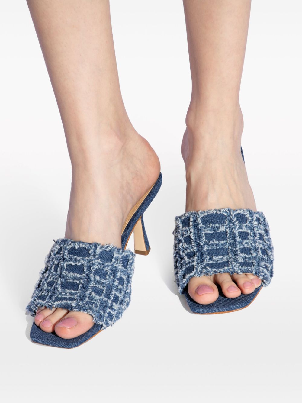 Tessa sabot sandal in frayed denim