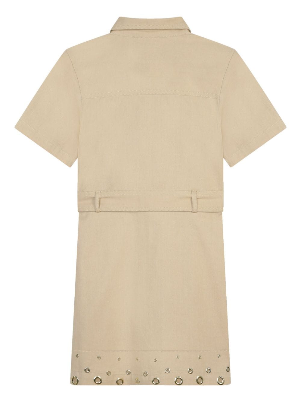 Beige shirt dress with eyelets