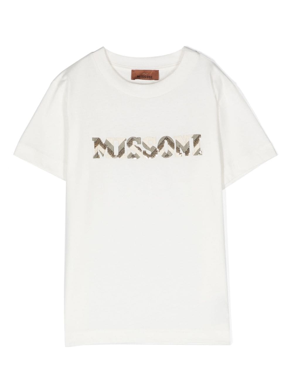 White logo t-shirt with sequins