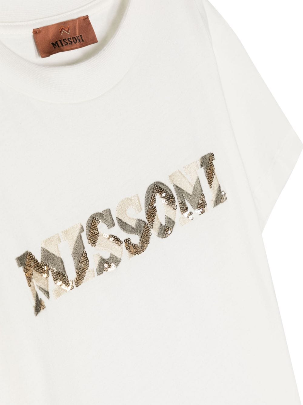 T-shirt bianca logo con paillettes