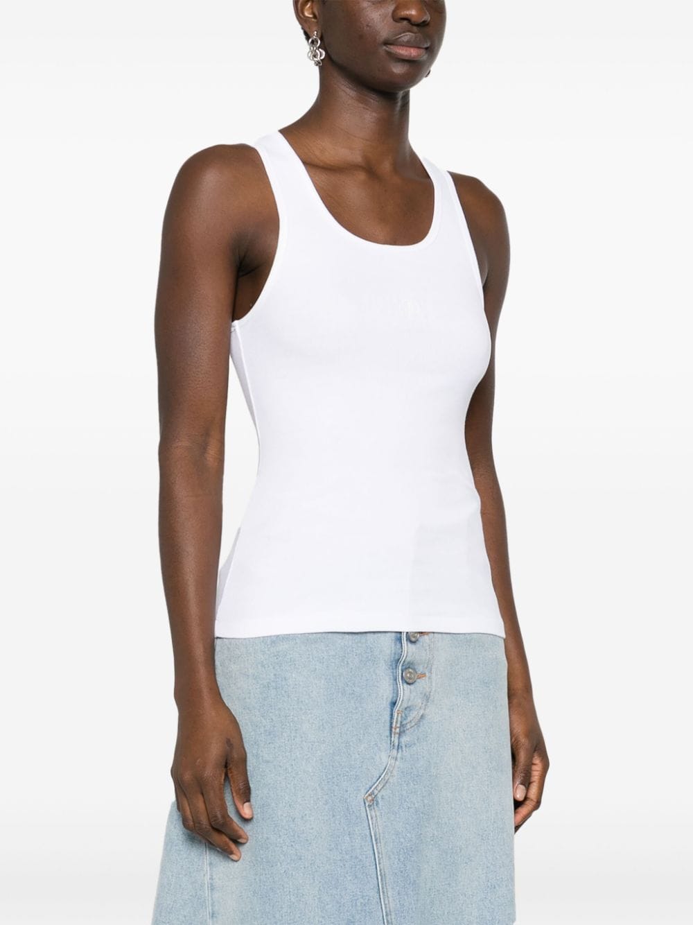 Basic white tank top with numeric logo