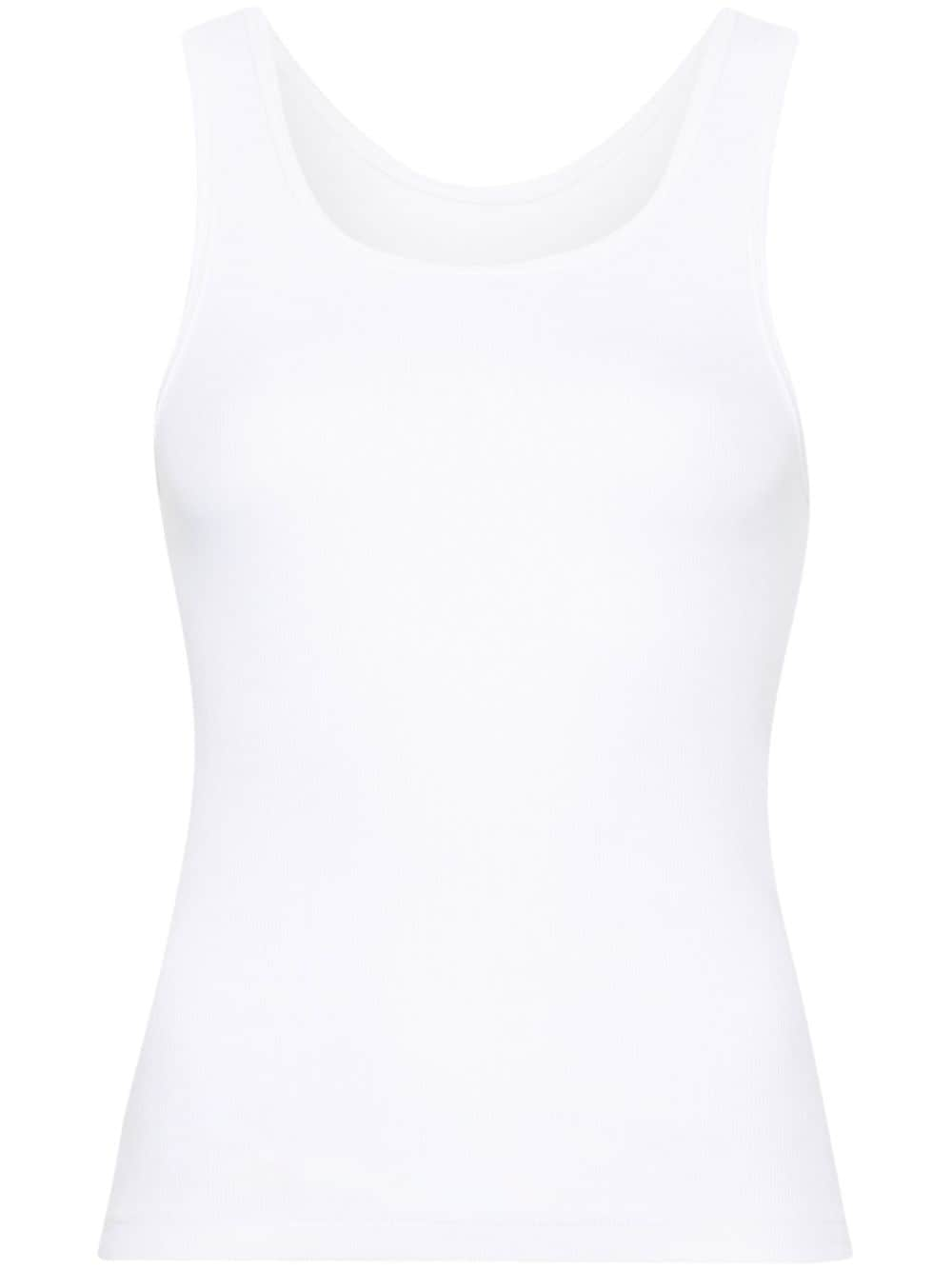 Basic white tank top with numeric logo