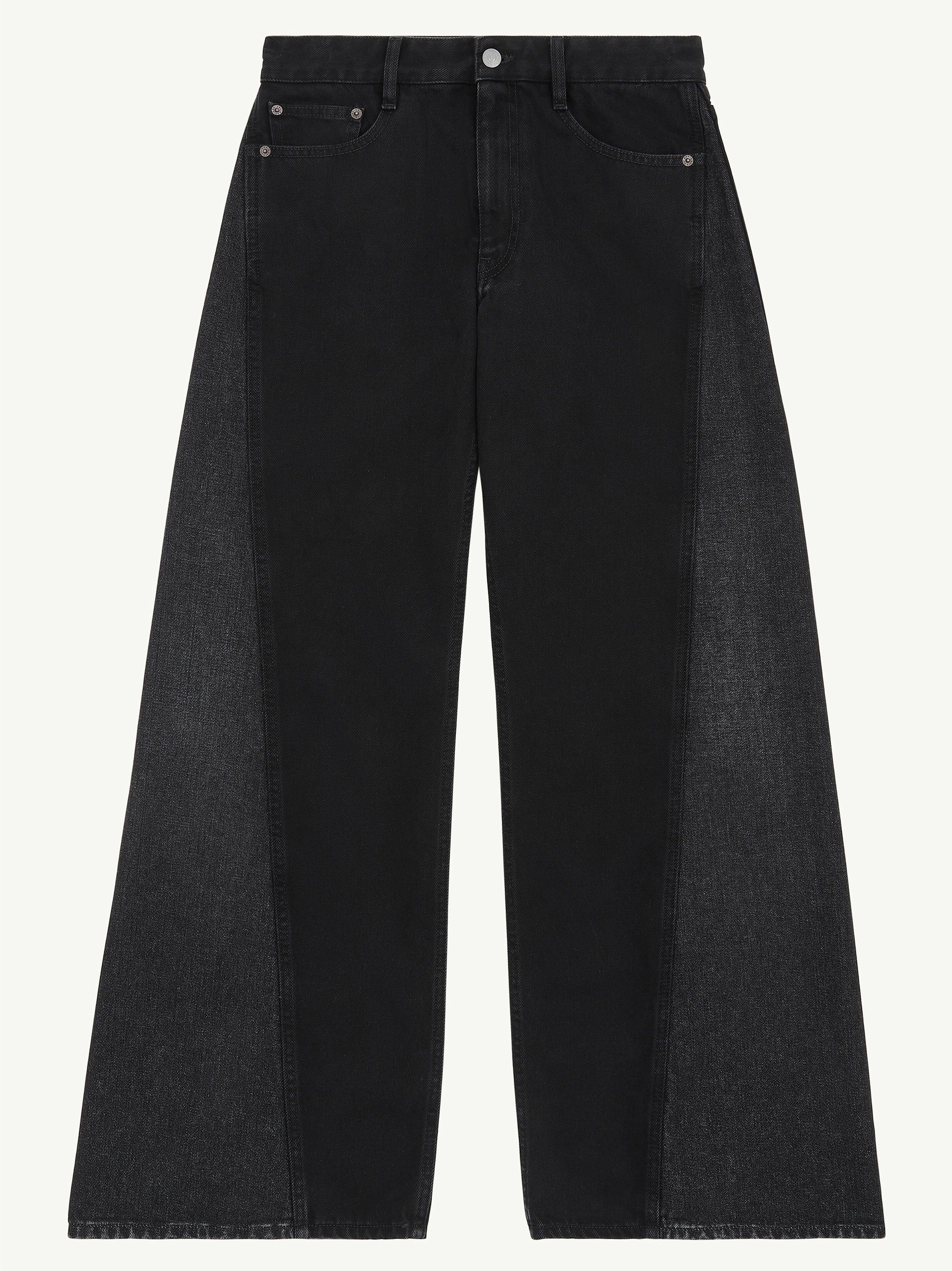 Black two-tone wide leg jeans