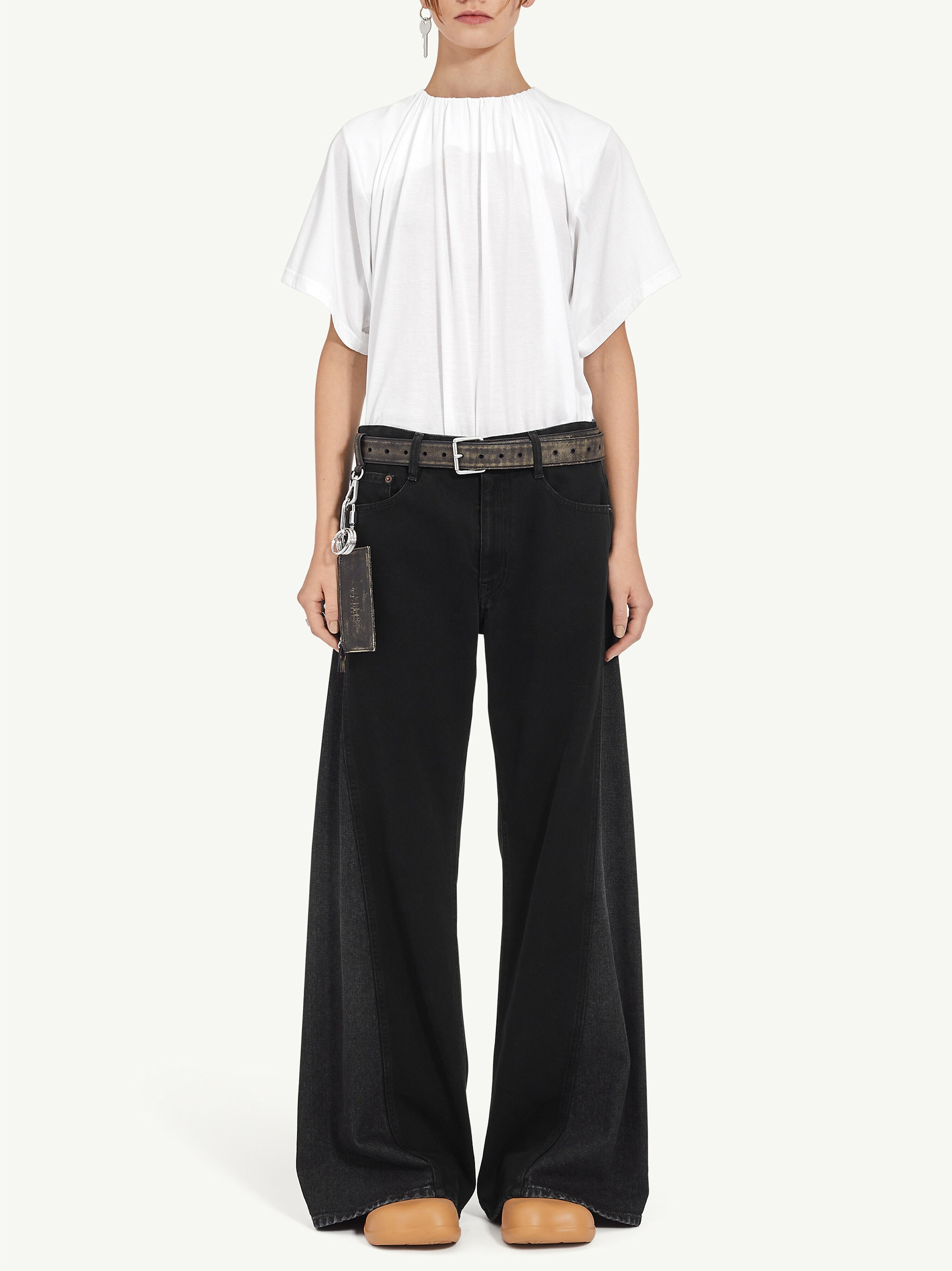 Black two-tone wide leg jeans