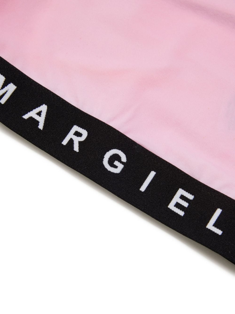 Pink cropped T-shirt with logo hem