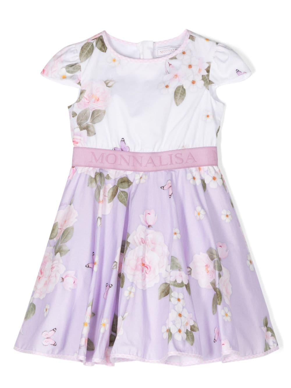 White/lilac floral print dress