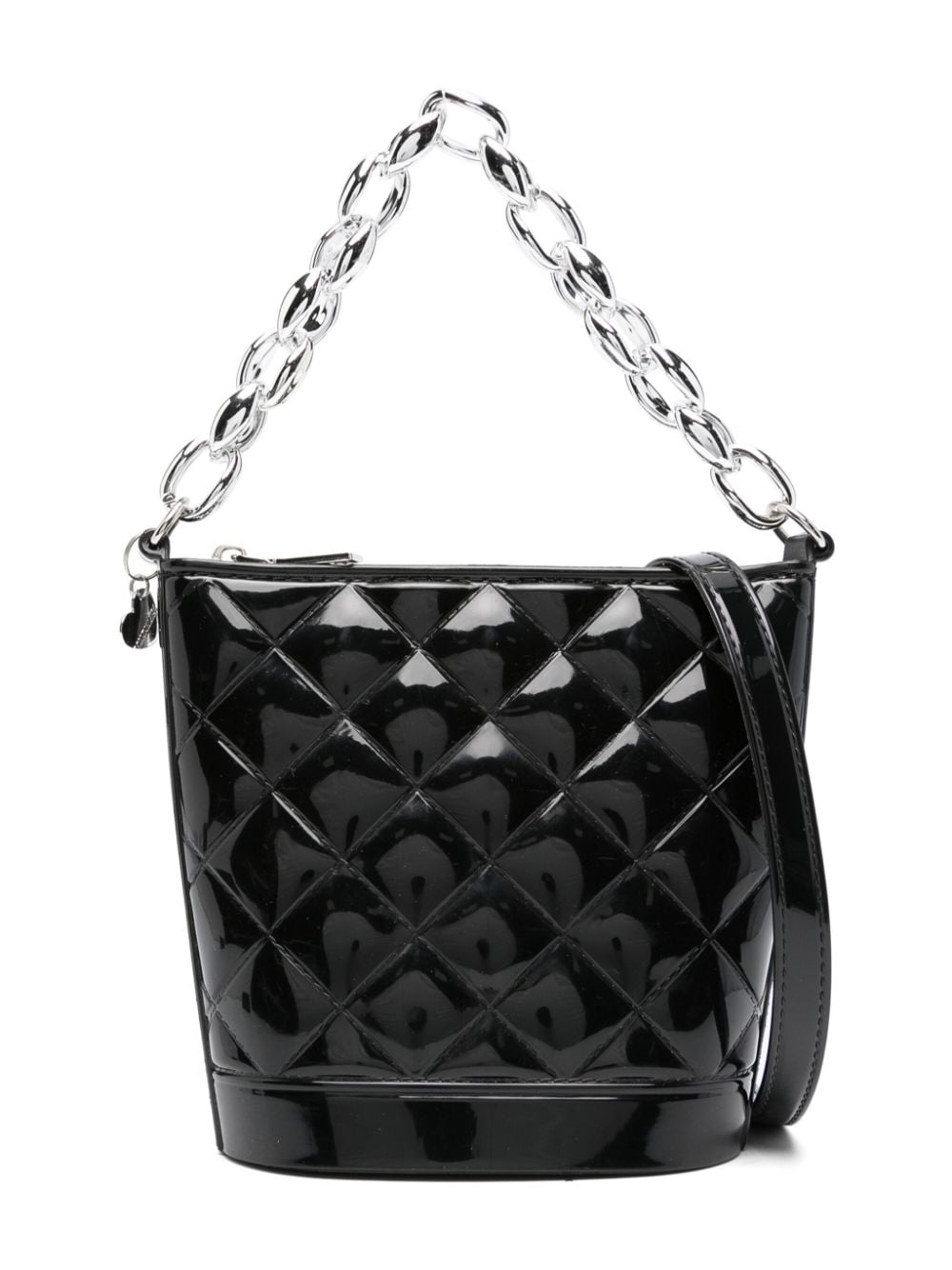 Black quilted bucket bag