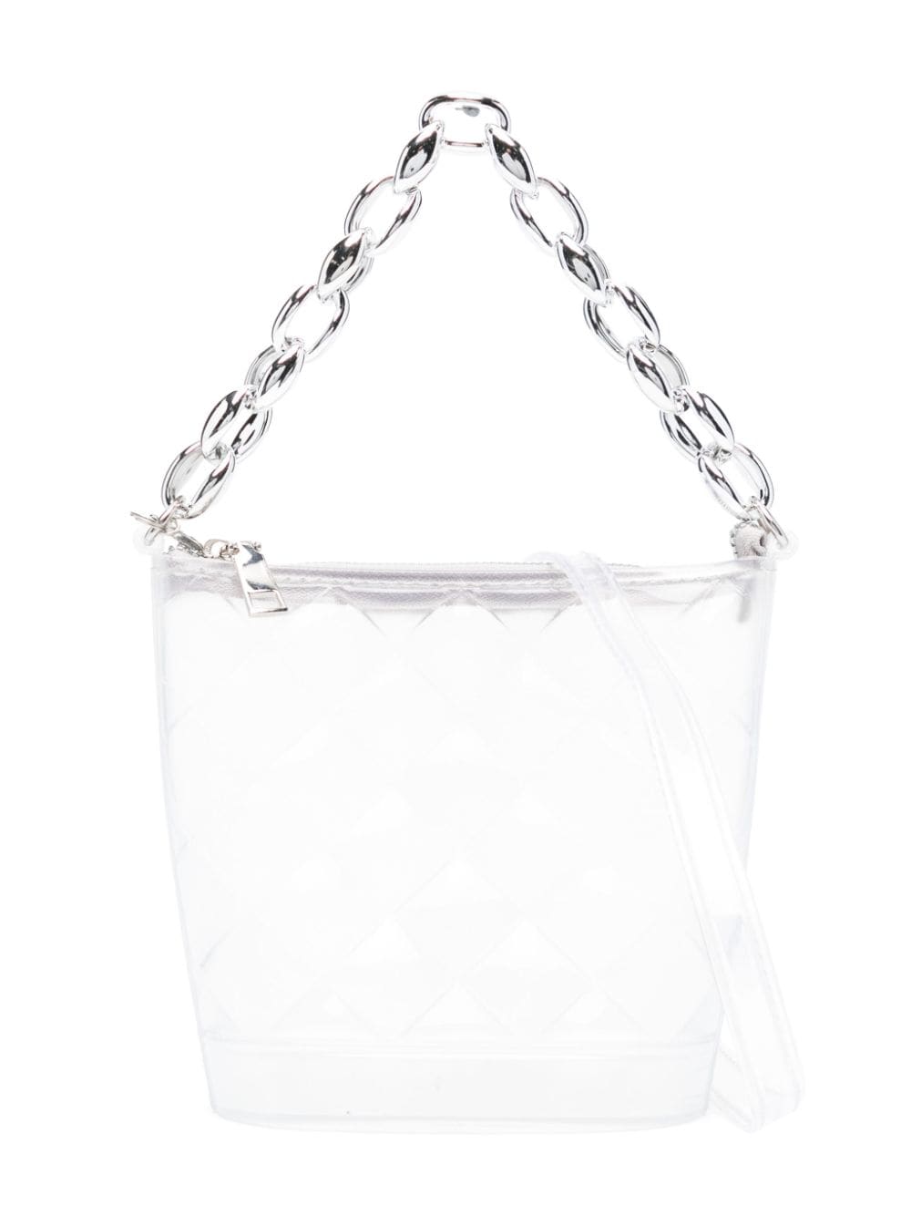 Quilted white bucket bag