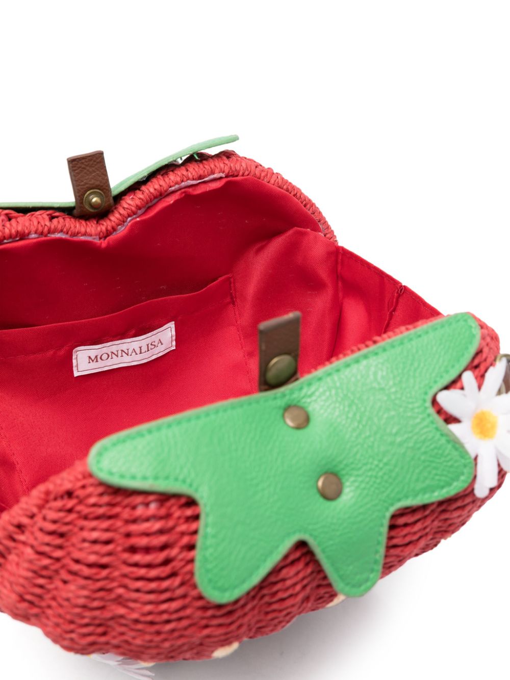 Red strawberry raffia bag