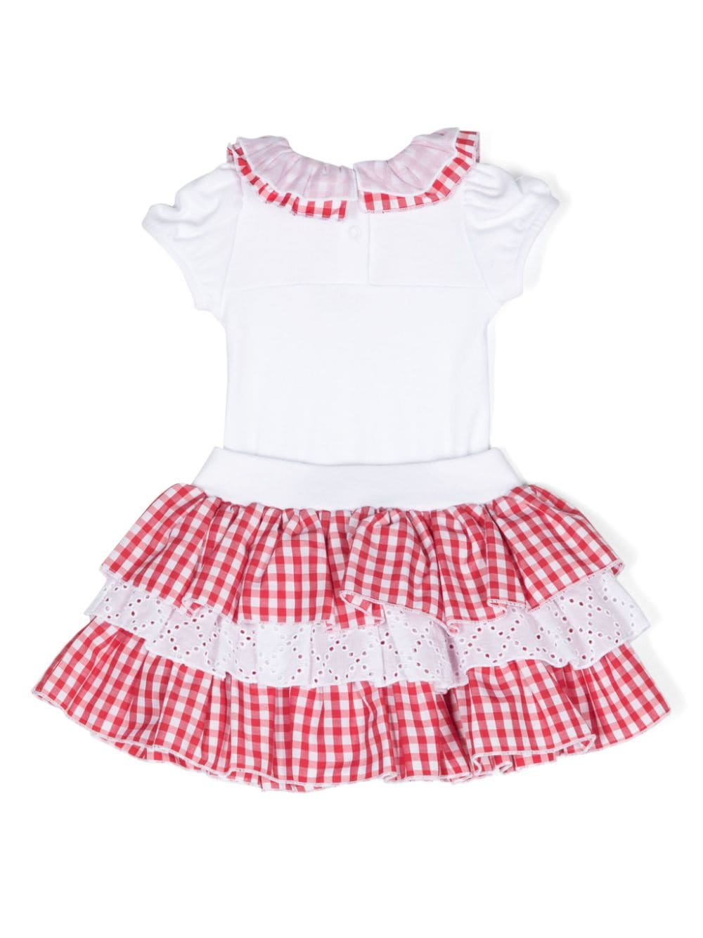 Red checked patterned baby girl outfit