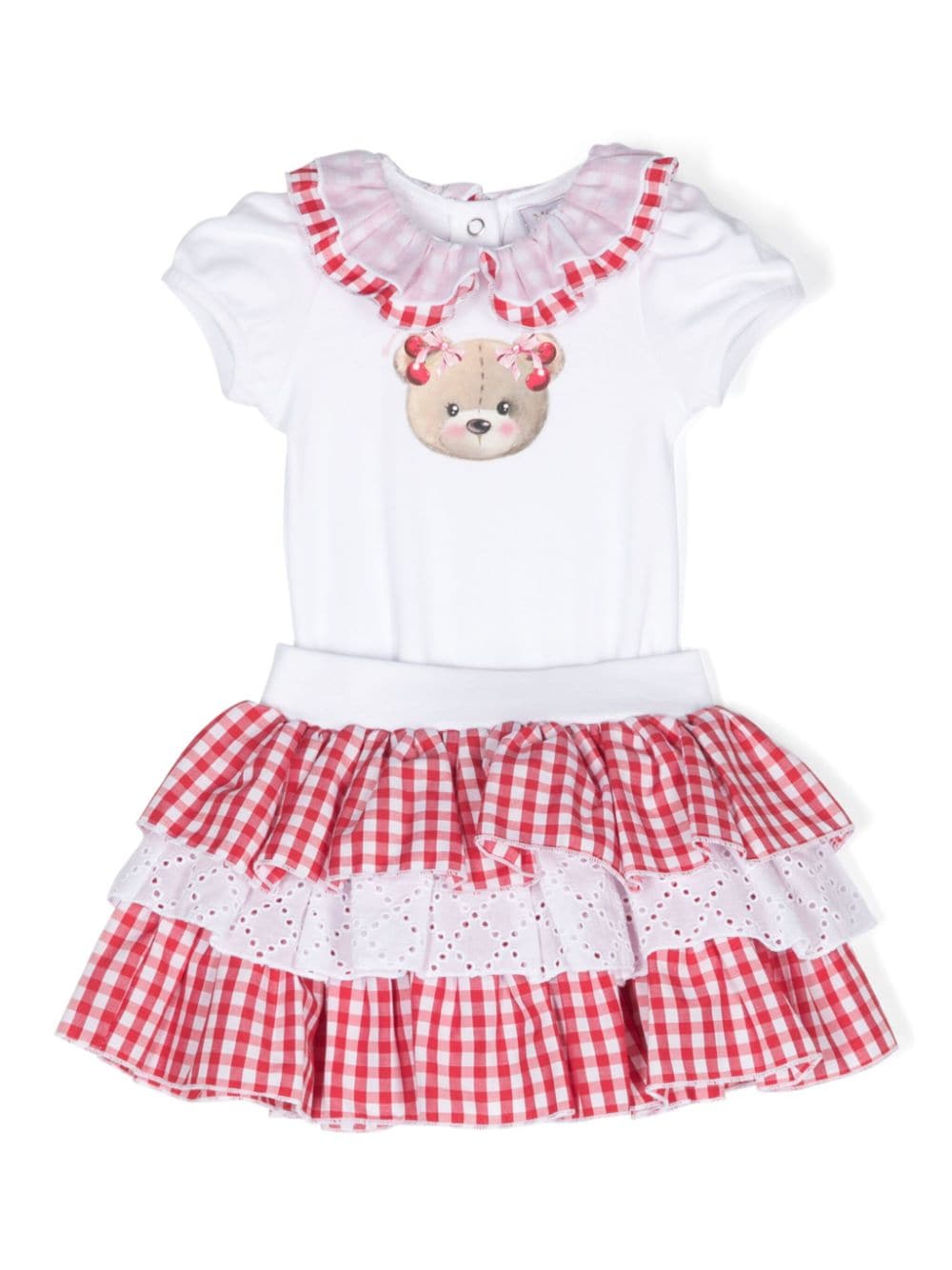 Red checked patterned baby girl outfit