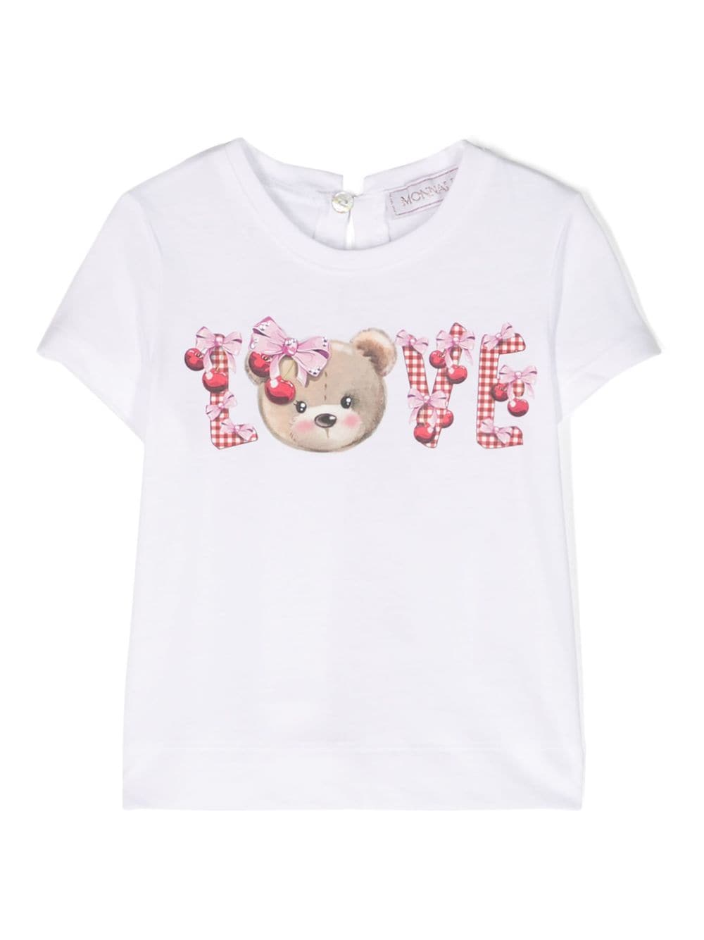 T-shirt neonata bianca Love Teddy cherry