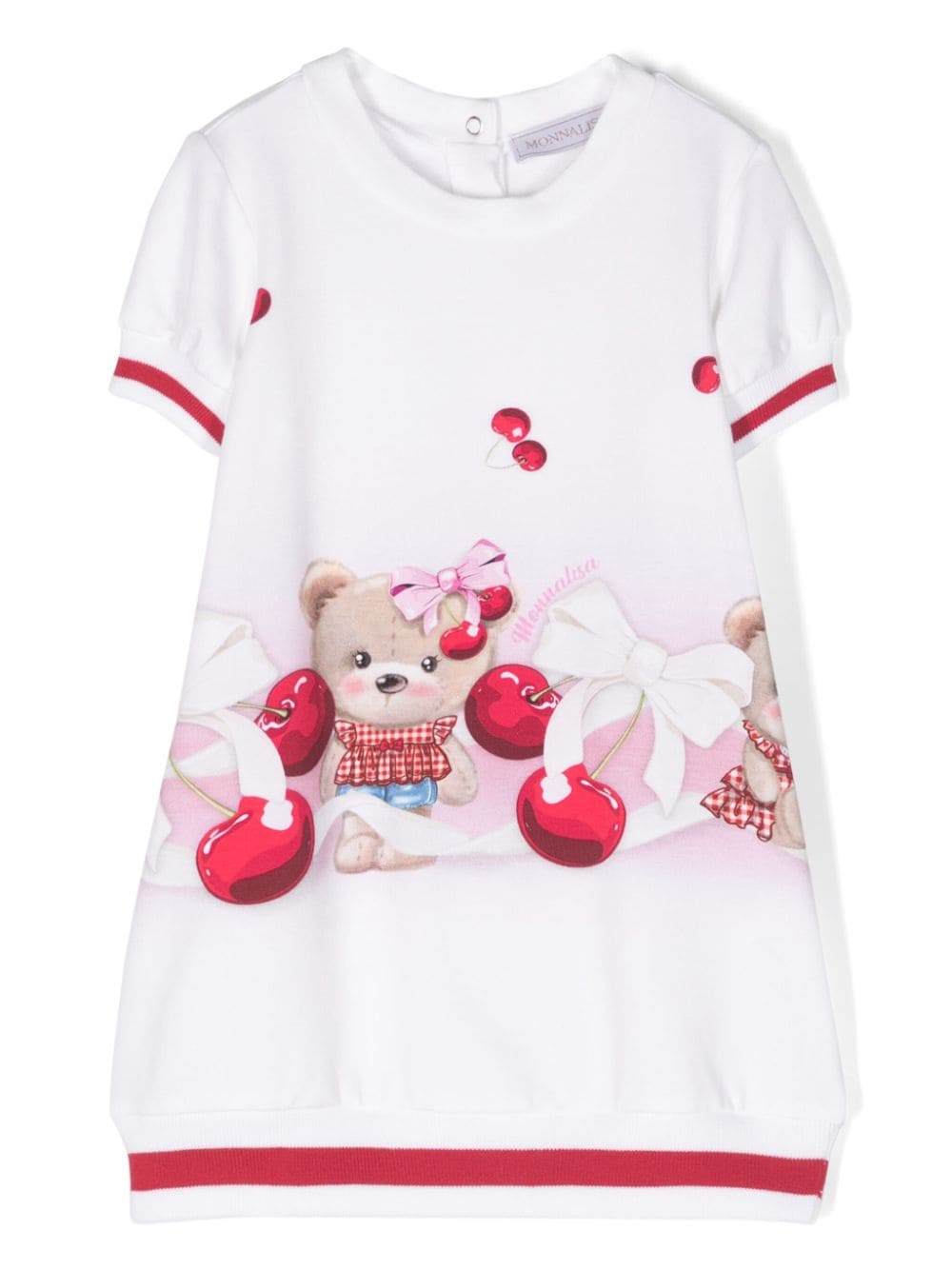 Teddy cherry white baby girl dress