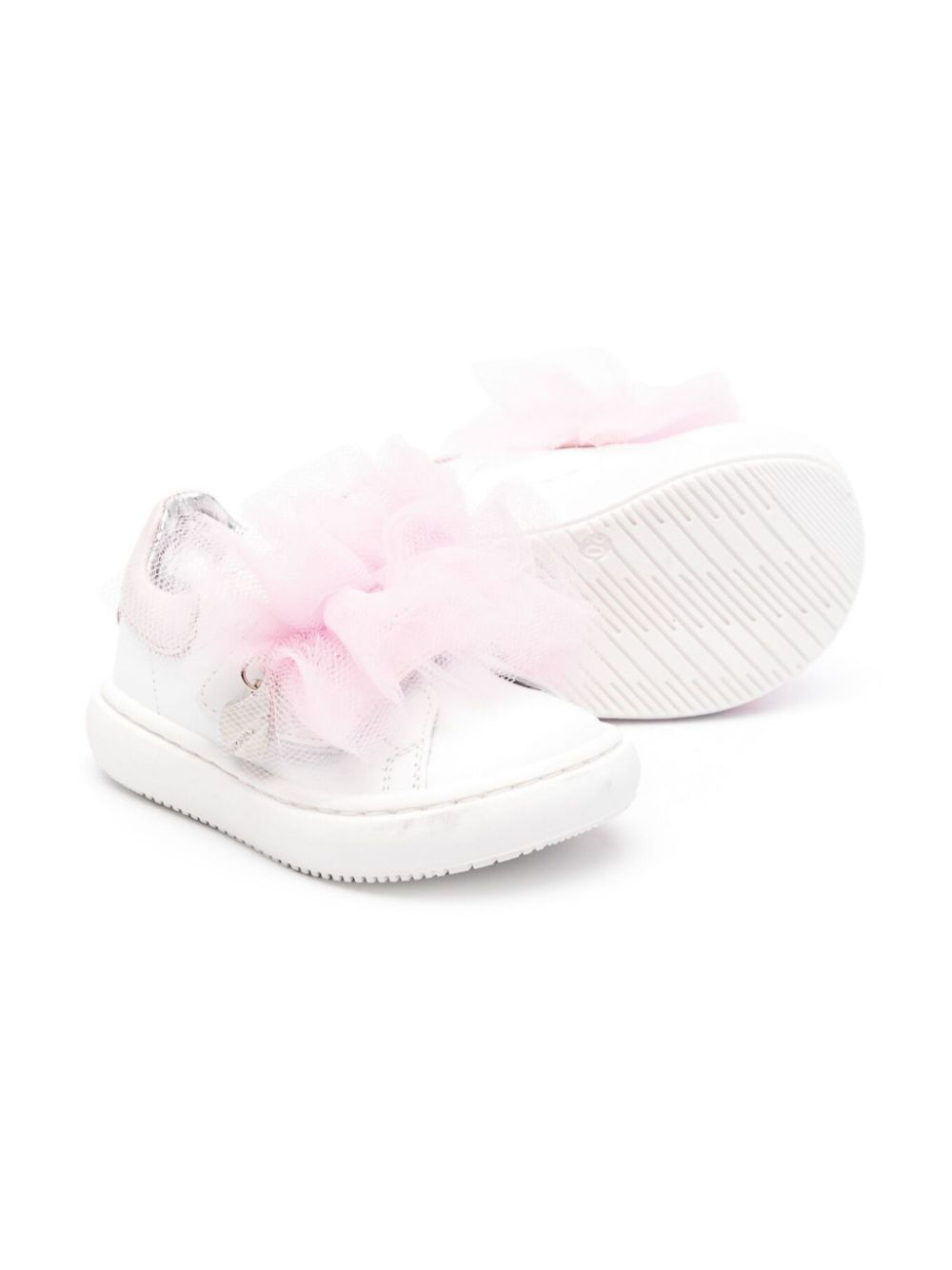 Sneakers bianche con tulle a contrasto
