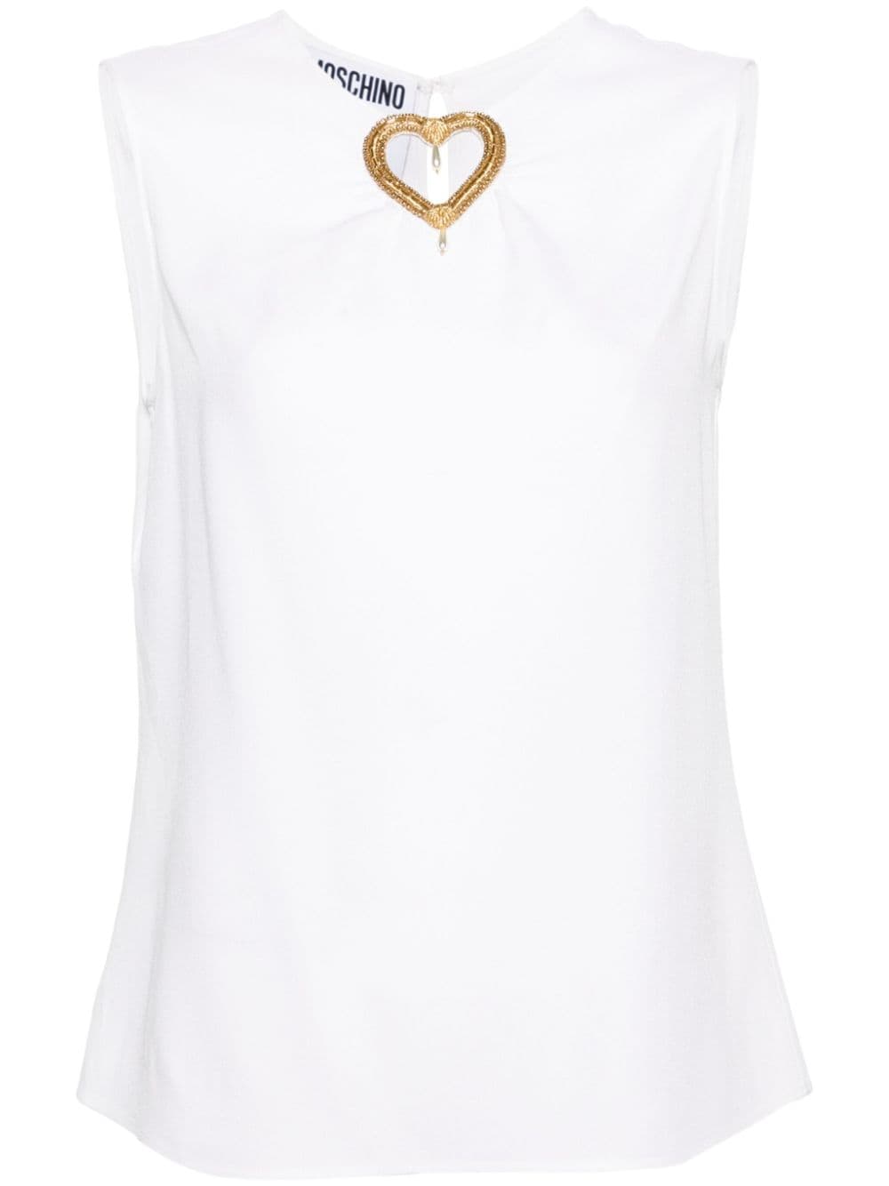 White sleeveless blouse cut-out heart