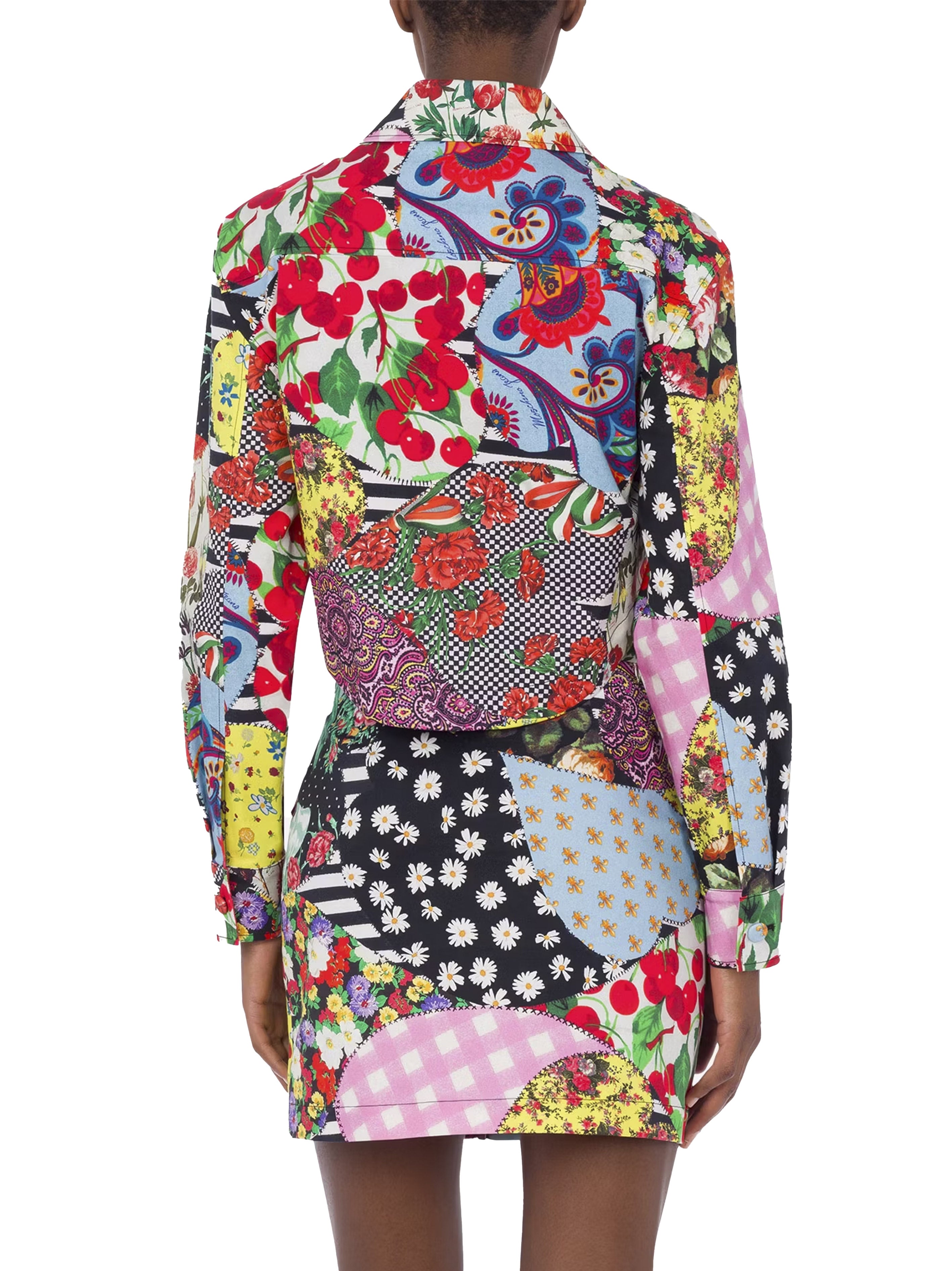 Giacca crop  multicolor patchwork print