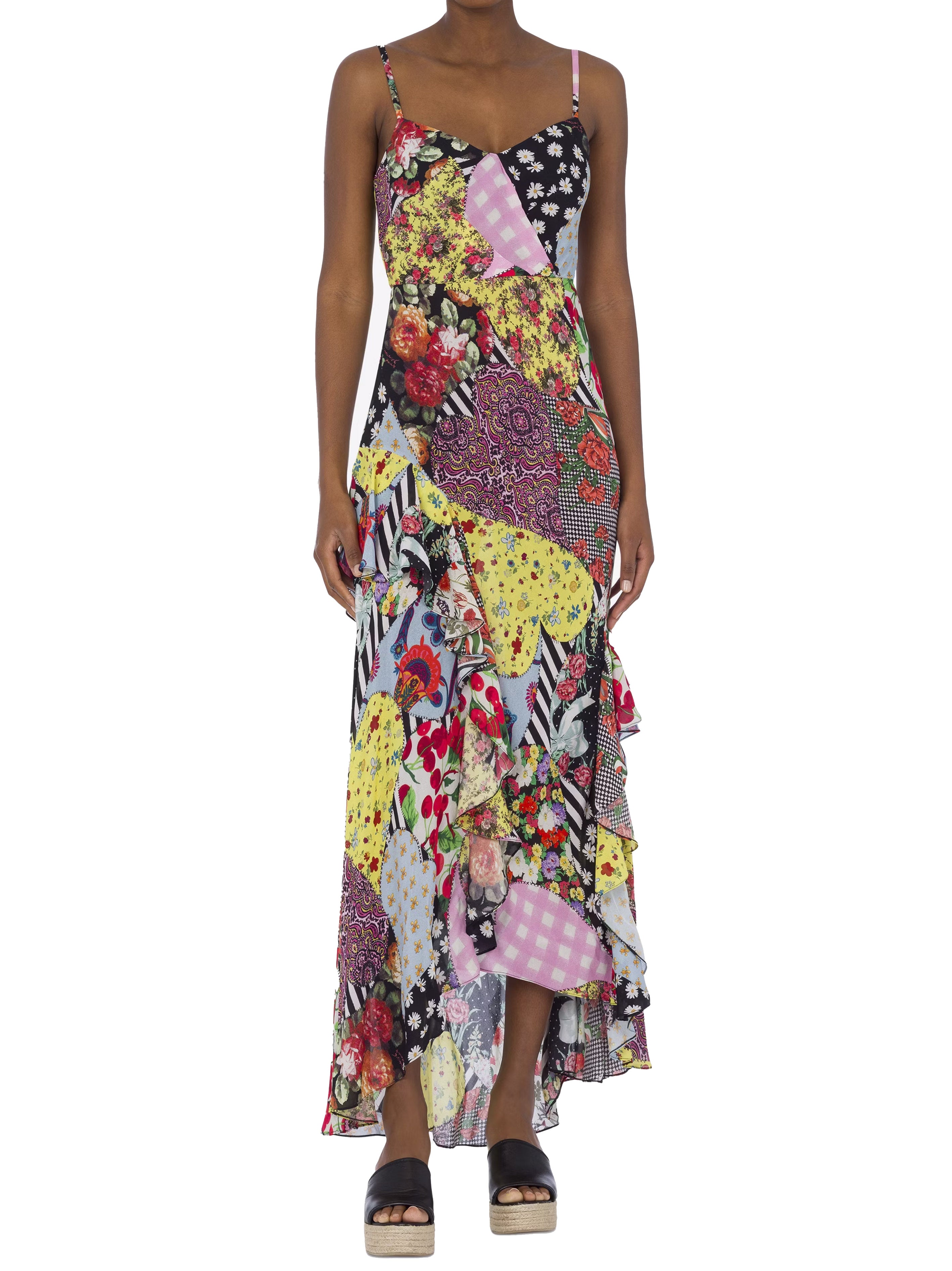 Abito multicolor patchwork print