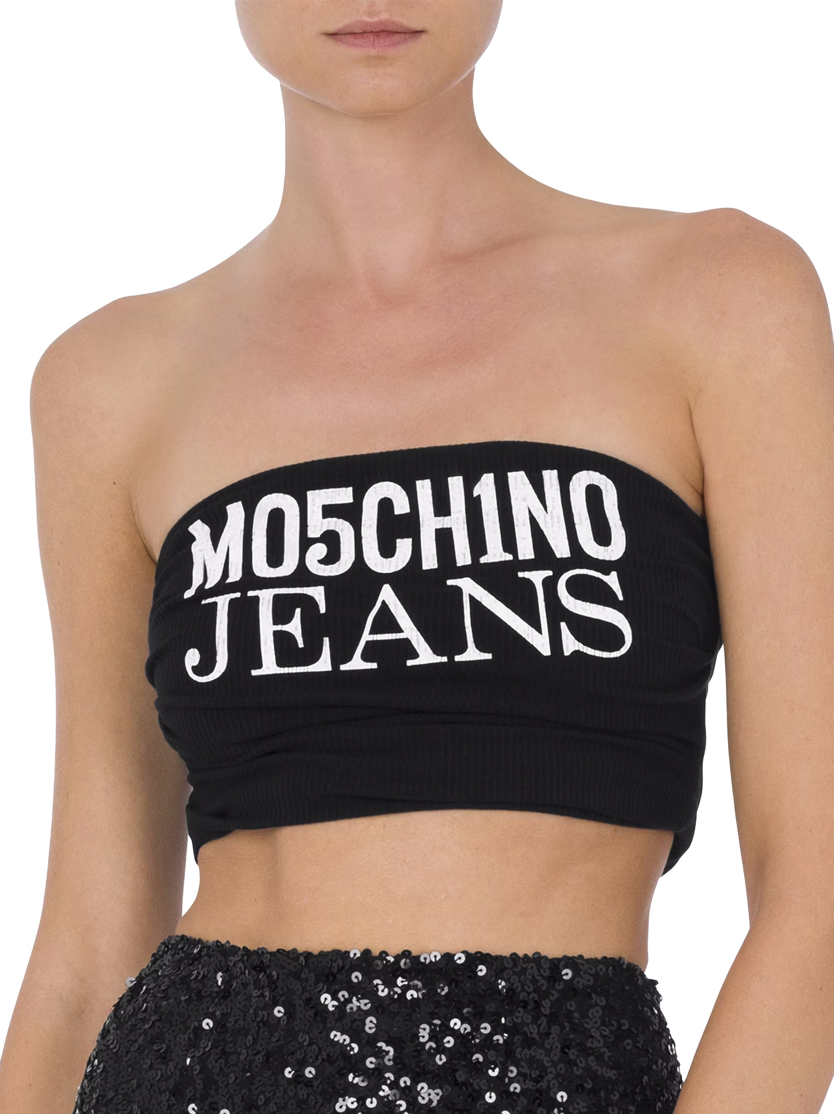 Crop top logo nero