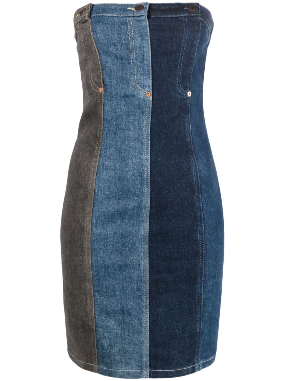 Layered denim minidress